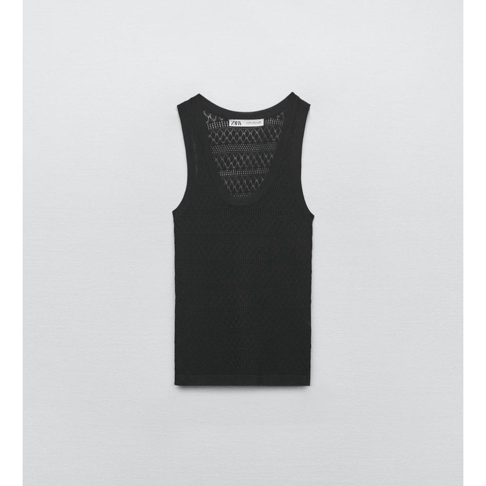 Zara POINTELLE KNIT TOP